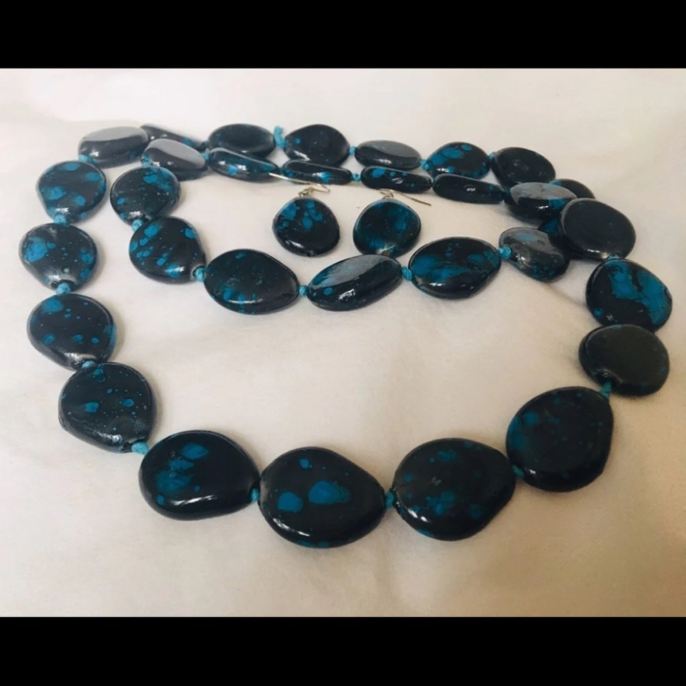 💠 Black & Turquoise Necklace & Earrings